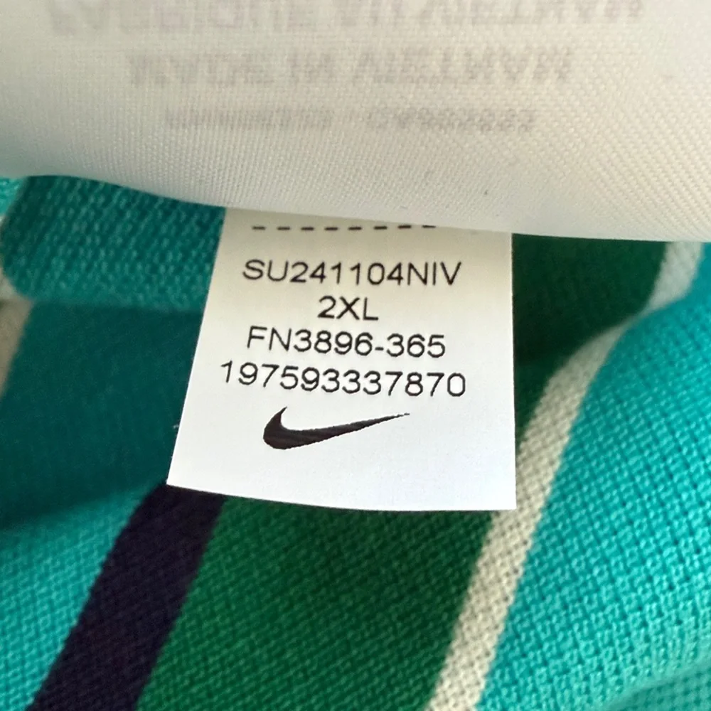 Nike Men's Club Striped Polo Shirt. Size XXL. Green and Blue Stripes. NWOT.